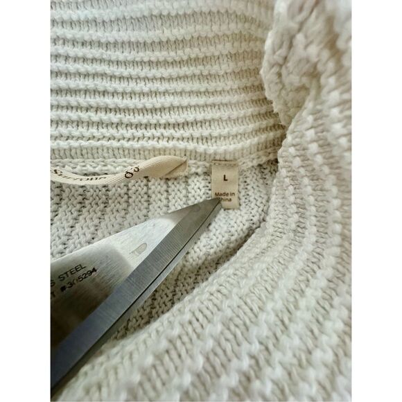 Soft Surroundings Comfy Chunky Knit Fisherman Mock Neck Patchwork Knit Ivory Whi - Picture 5 of 8